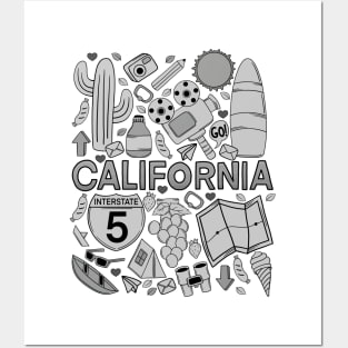 California Grey Doodle Posters and Art